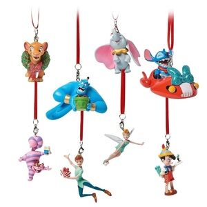 Disney Parks Ornament Set 8 Holiday Christmas Dumbo Tinker bell Peter Pan OPEN